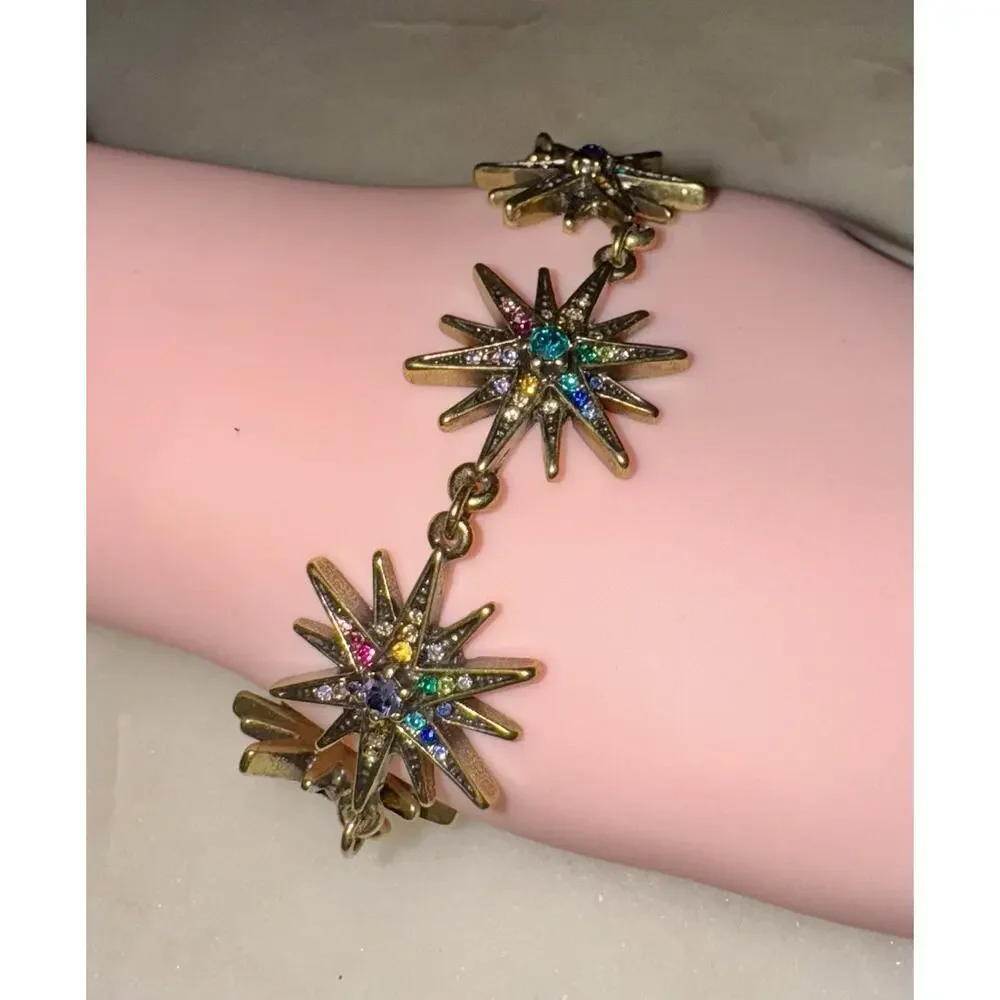 Authentic Kirks Folly Multi-Color Crystal Rainbow Twinkle Star Bracelet Adjust - Picture 2 of 8
